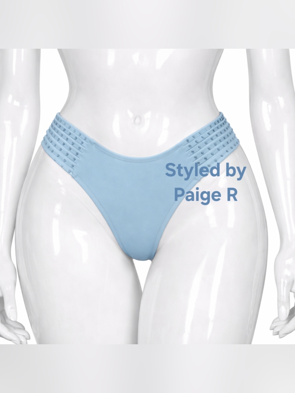 ⛱️ NWT SKIMS RARE Rhinestone Swim Strappy Bikini Swimsuit Bottoms IRIS BLUE L